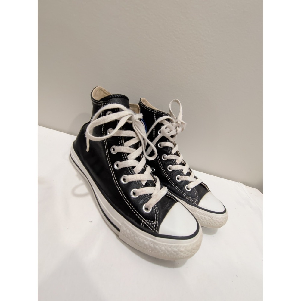 Converse Chuck Taylor All Star Black Leather High Tops Mens 5 Womens 7 1S581